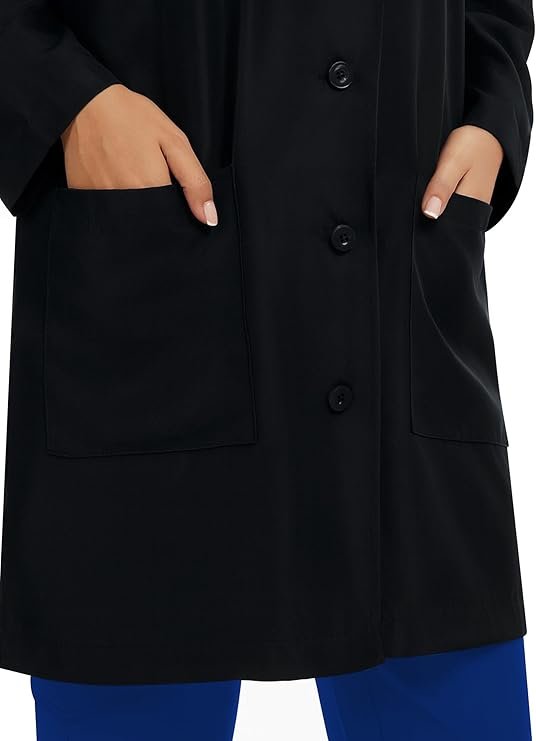 COZYFIT Abrigo de laboratorio para mujer, 3 bolsillos, abrigo médico de manga larga - Imagen 4
