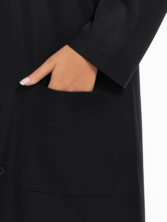 COZYFIT Abrigo de laboratorio para mujer, 3 bolsillos, abrigo médico de manga larga - Imagen 5