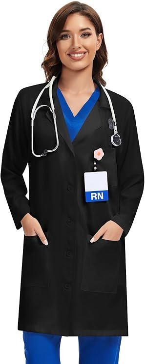 COZYFIT Abrigo de laboratorio para mujer, 3 bolsillos, abrigo médico de manga larga - Imagen 6
