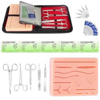 Kit de práctica de sutura para estudiantes de medicina, almohadilla de silicona para cirugía, cierre de heridas, suministros para veterinarios estudiantes de enfermería, kits de puntadas