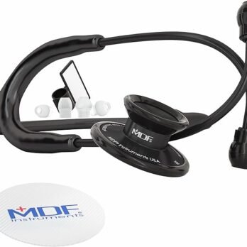 MDF® Acoustica® Deluxe – Estetoscopio ligero de doble cabezal, negro completo (MDF747XP-BO)