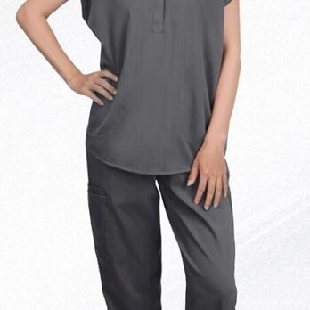 Conjunto de ropa quirúrgica, con camiseta sin mangas con cuello alto y pantalones, diseño de 8 bolsillos, para mujer