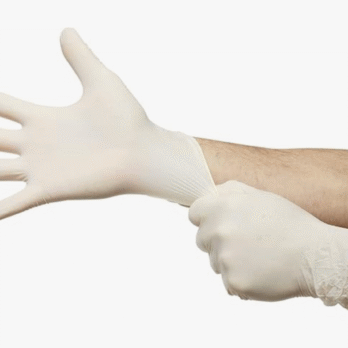 Guantes de LatexTrilon 2000 PF con guantes de examen de vinilo MC3, sin polvo, sin látex, guantes médicos no estériles – marfil, talla XL, 100 unidades, 1 caja