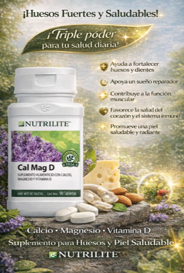 Cal Mag D, Contiene calcio magnesio vitamina D, combina calcio y magnesio de algas naturales con vitamina D para mejorar su absorción. Este trío ayuda a fortalecer los huesos y mantenerlos saludables, brindándole a tu cuerpo los nutrientes esenciales que necesita - Imagen 3