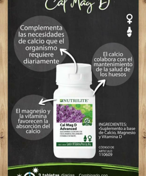 Cal Mag D, Contiene calcio magnesio vitamina D, combina calcio y magnesio de algas naturales con vitamina D para mejorar su absorción. Este trío ayuda a fortalecer los huesos y mantenerlos saludables, brindándole a tu cuerpo los nutrientes esenciales que necesita