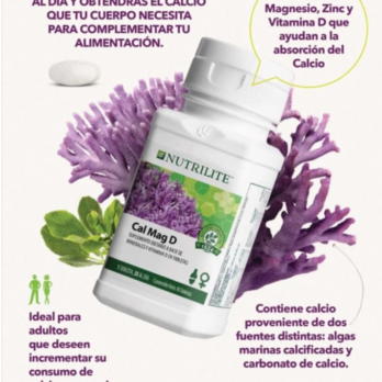 Cal Mag D, Contiene calcio magnesio vitamina D, combina calcio y magnesio de algas naturales con vitamina D para mejorar su absorción. Este trío ayuda a fortalecer los huesos y mantenerlos saludables, brindándole a tu cuerpo los nutrientes esenciales que necesita
