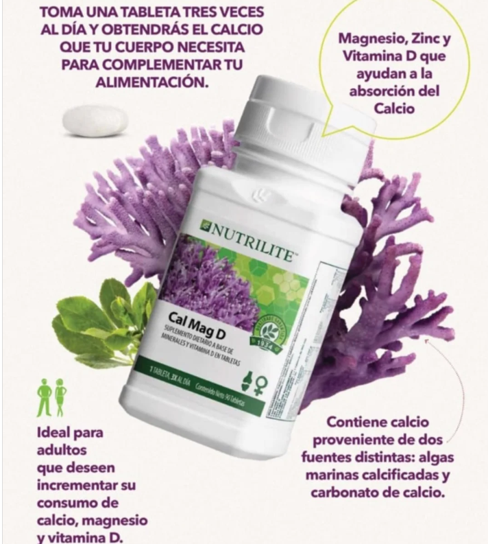 Cal Mag D, Contiene calcio magnesio vitamina D, combina calcio y magnesio de algas naturales con vitamina D para mejorar su absorción. Este trío ayuda a fortalecer los huesos y mantenerlos saludables, brindándole a tu cuerpo los nutrientes esenciales que necesita - Imagen 2