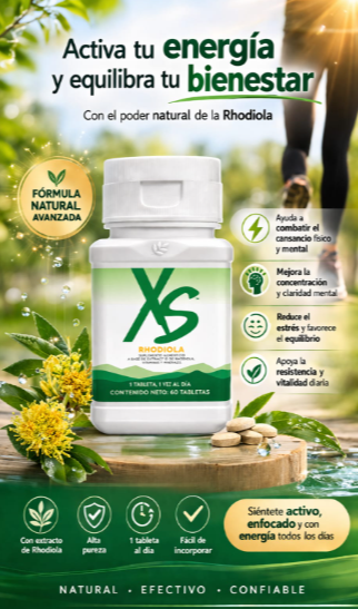 Xs Rhodiola, está diseñado para potenciar el rendimiento físico y mental, mejorar la concentración y reducir la fatiga. Utiliza ingredientes naturales para ayudar al cuerpo a gestionar el estrés y acelerar la recuperación tras el ejercicio. - Imagen 3